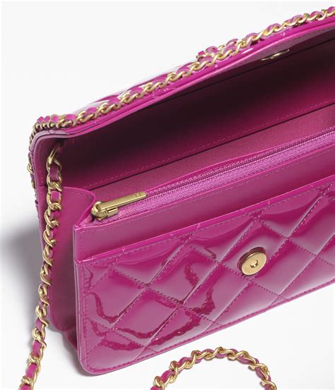 fuchsia chanel wallet on chain|Wallet on Chain Patent Calfskin & Gold.